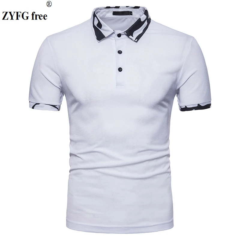 

2018 Fashion brand Men's short sleeved T-shirt new summer Camo rib collar slim casual t shirt dress men Tees EU/US size Tops