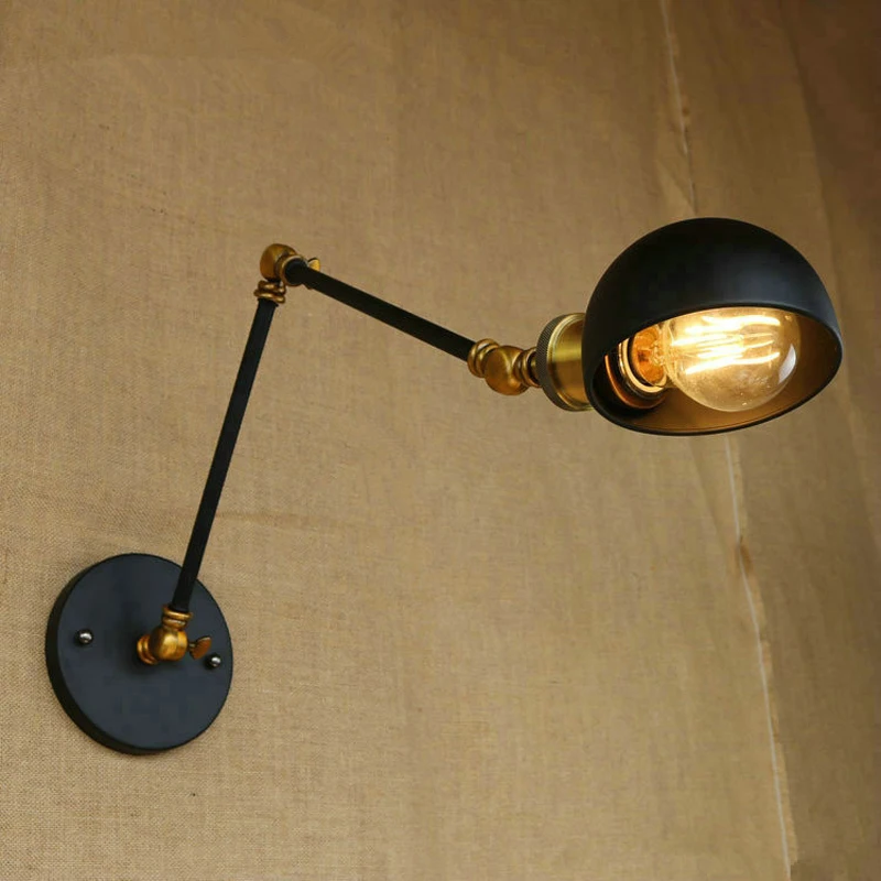 Buy Corridor Wall Light Bedroom Wall Mounted Swing Arm Lights Study Retro Industrial Wall Lamp Loft Wall Light Bathroom Lighting LED