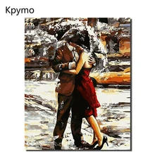 Без рамки поцелуй любовник DIY живопись комплекты номеров Современная Настенная живопись ручная роспись маслом на холсте для домашнего декора VA-0046