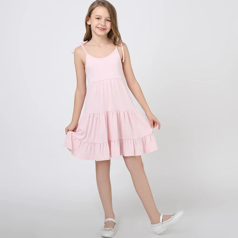 Повседневное летнее платье для девочек платье для маленьких девочек платье без рукавов на бретельках сарафан с открытой спиной От 6 до 14 лет