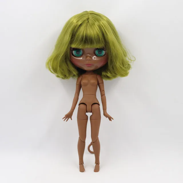 Кукла Blyth nude 1/6 No. BL4299 кукла с супер черной кожей зеленые волосы и стеклянное лицо, соединение тела - Цвет: nude