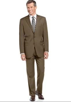 

New Arrival Center Vent Groom Tuxedos Notch Lapel Men's Suit Brown Groomsman Father Of The Bride Suits (Jacket+Pants)