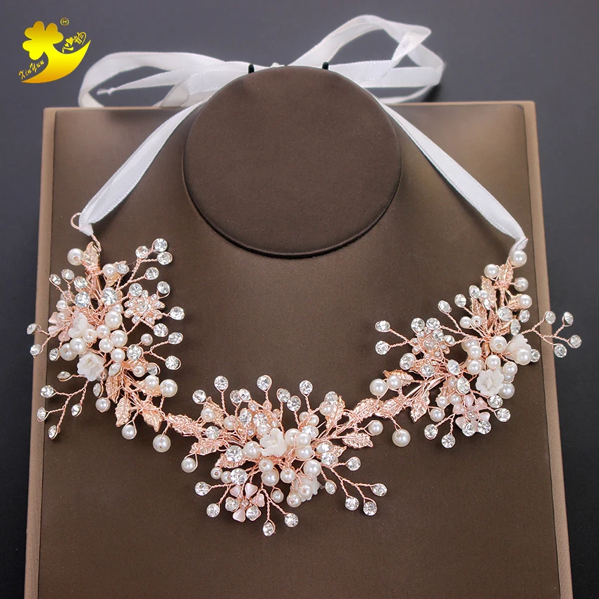 

Xinyun New Coming Different Colors Handmade Bride Handband Crystal Beads Women Hair Accessories Hair Jewelry Wedding Hair vine