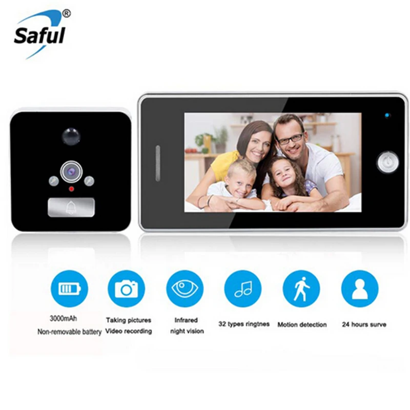 Saful Newest 4.3'' LCD Screen Moniter Peephole Camera Door Viewer 32 Ringtones Door Camera Digital Video Doorbell for smart home Saful Newest 4.3'' LCD Screen Moniter Peephole Camera Door Viewer 32 Ringtones Door Camera Digital Video Doorbell for smart home