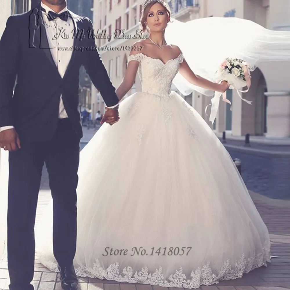 

Vestido de Noiva Princesa Com Renda Ball Gown Arabic Wedding Dresses Turkey Wedding Gowns Lace Bride Dress Plus Size Romantic