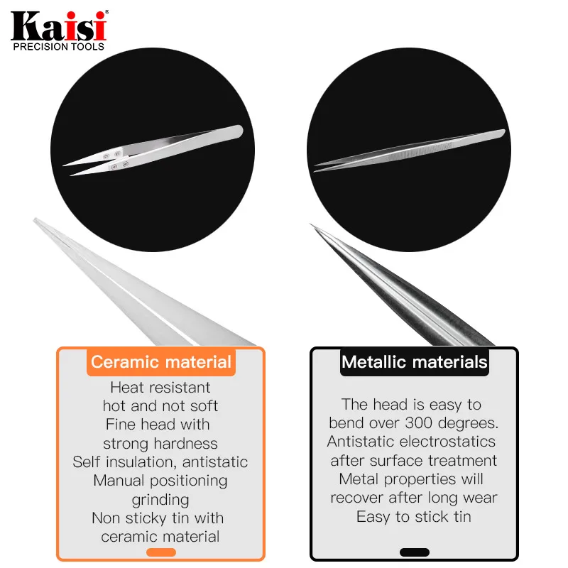 Kaisi антистатические щипцы керамические Fly line отпечатков пальцев Пинцет для телефона медный провод ремонт клип джемпер линии 0,01 мм