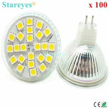 買取 送料無料 100 ピース SMD 5050 24 LED 5 ワット MR16 DC12V 高品質 LED スポットライト電球つりダウンライトランプライト照明