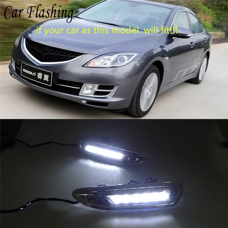 

Car Flashing 2pcs LED DRL Daytime Running Light Daylight headlight fog lamp cover car-Styling for Mazda 6 Mazda6 2008 2009 2010