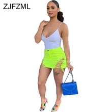 Неоновый цвет, высокая талия, сексуальная джинсовая юбка для женщин, двойная шнуровка, выдалбливают джинсы, юбки, уличная посылка, вечерние юбки для хип-клуба