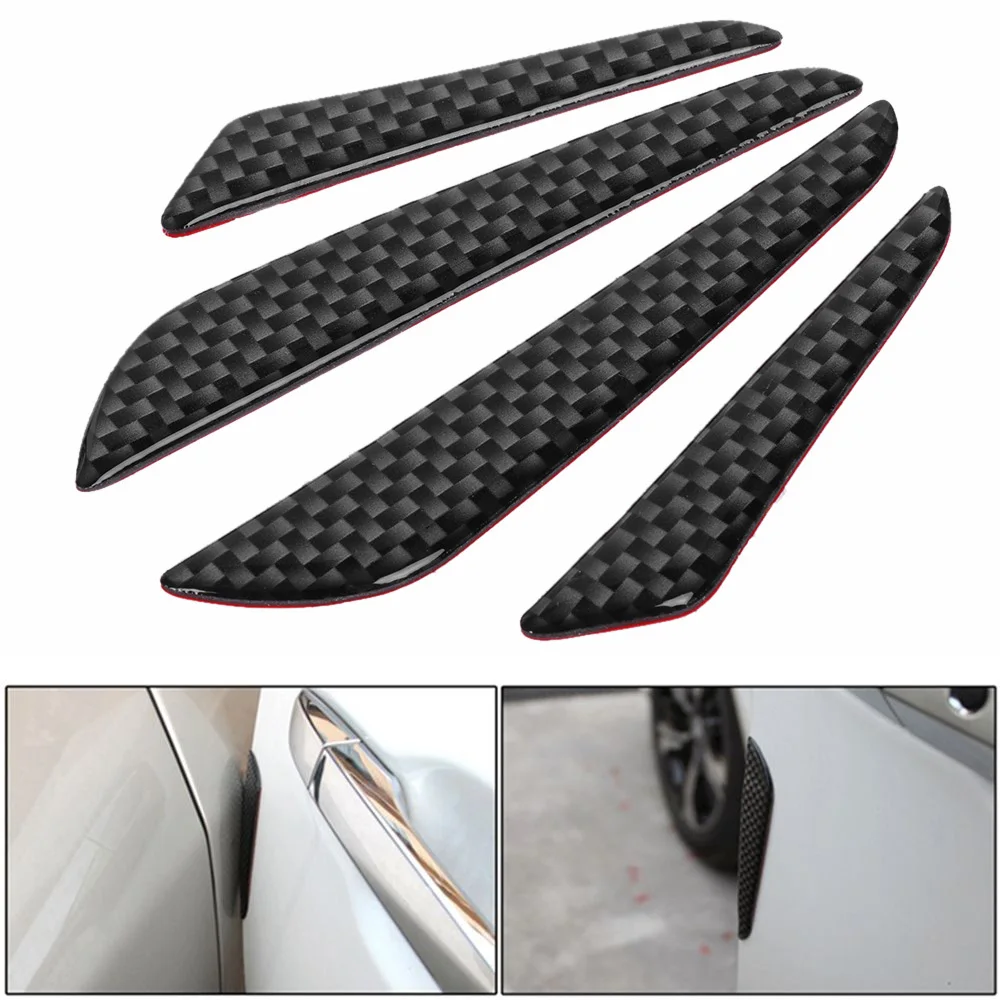 4PC/SET Carbon Fiber Car Door Edge Guard Strip Scratch Protector Anti