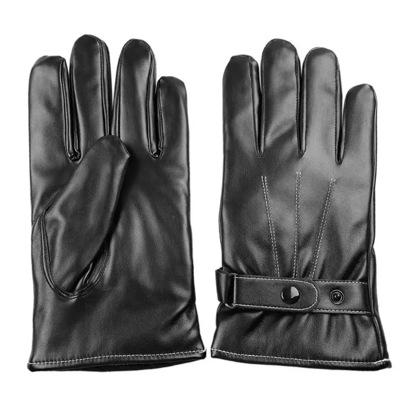 1 пара черные перчатки с сенсорным экраном 2018 зимние теплые флисовые перчатки из искусственной кожи Женские варежки мужские повседневные