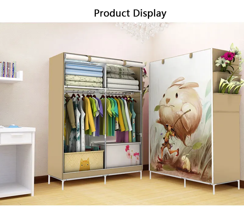 Простой складной шкаф из нетканого полотна DIY сборка для спальни шкаф для хранения одежды панорамный узор большой шкаф для одежды