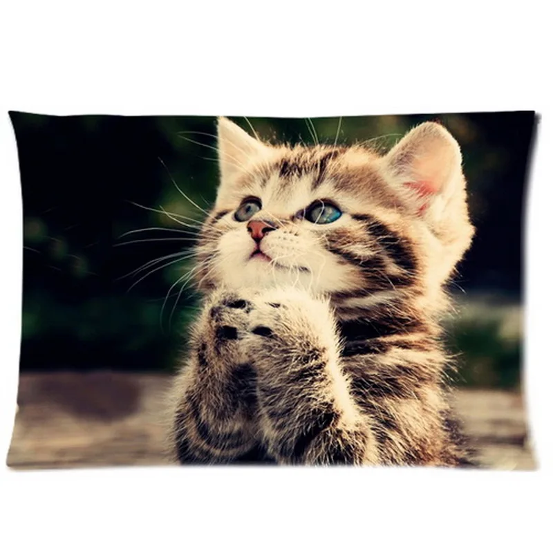 Custom Praying Cat Pillowcase Zippered Rectangle Pillow Cases Printable