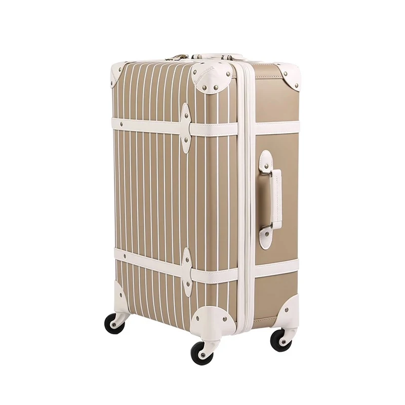 GraspDream новая Ретро полосатая дорожная сумка чемодан на колесиках, 1" 20" 2" дюймов женский Спиннер бренд тележки чемоданы на колесах - Цвет: brown