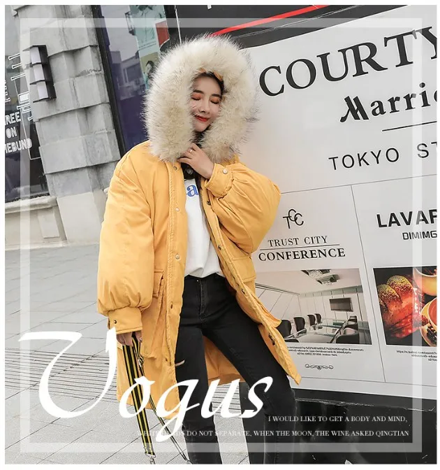 Fashion Thicken Women's Winter Long Coat With Fur Hooded Big Pockets Women Overcoat Oversize Warm Womens Parkas YT50147