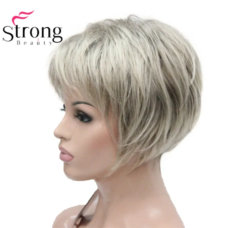 E-3621 #230T Hivision Wig Fashion Classic Cap Ash Grey mix Brown Short Wavy Synthetic Lady's (6)
