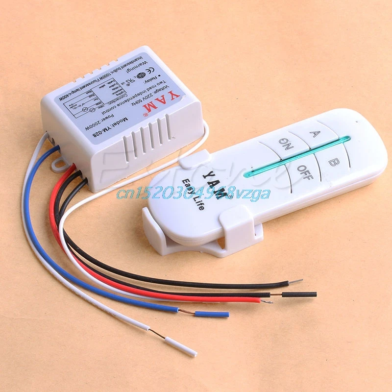 

Remote Control Switch Wireless 220V ON/OFF Lamp 2 Ways Remote Control Switch Receiver Transmitter NEW #H028#
