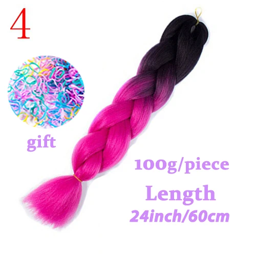 MISS парик Ombre Jumbo косички 24 дюйма синтетические волосы вязаные для наращивания для женщин синий красный 88 цветов - Цвет: 1B/27HL