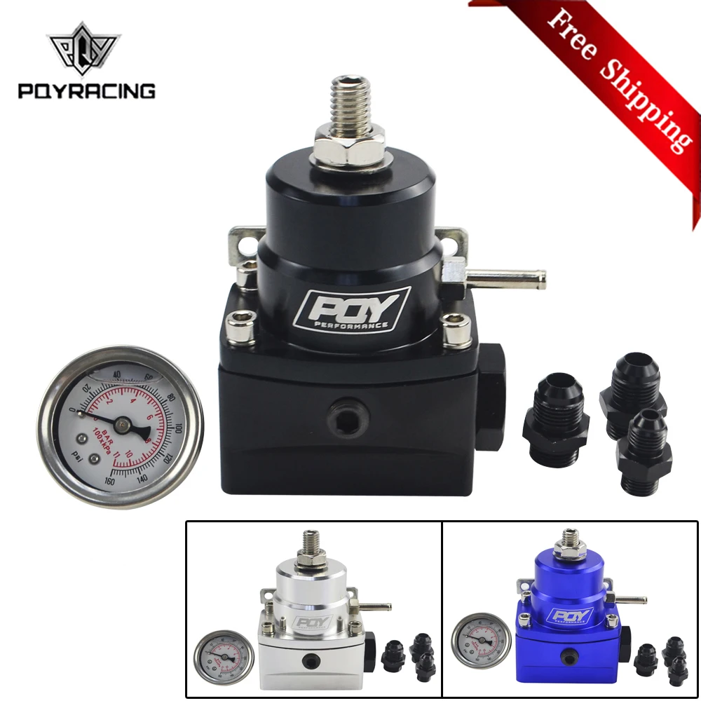 

Free Shipping AN8 high pressure fuel regulator w/ boost - 8AN 8/8/6 EFI Fuel Pressure Regulator with gauge PQY7855