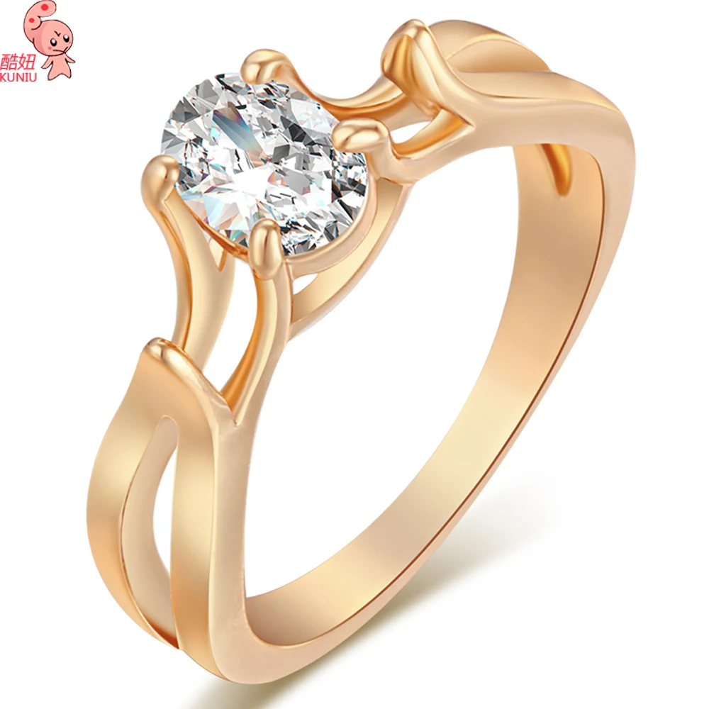 

New Fashion Luxury Zircon Woman's Engagement Ring Gold Wedding Rings Female anel Crystals Vintage Party Rings For Women