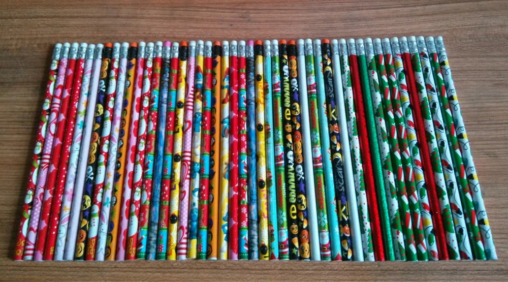 

15 pcs / lot children learning stationery writing Christmas gifts safe non-toxic HB pencils cartoon pencil case eraser