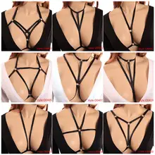 Ceinture de harnais pour femmes, soutien-gorge Sexy à la mode, Lingerie de Bondage, bretelles élastiques noires, hauts en cage, Bustier, vêtements de Rave
