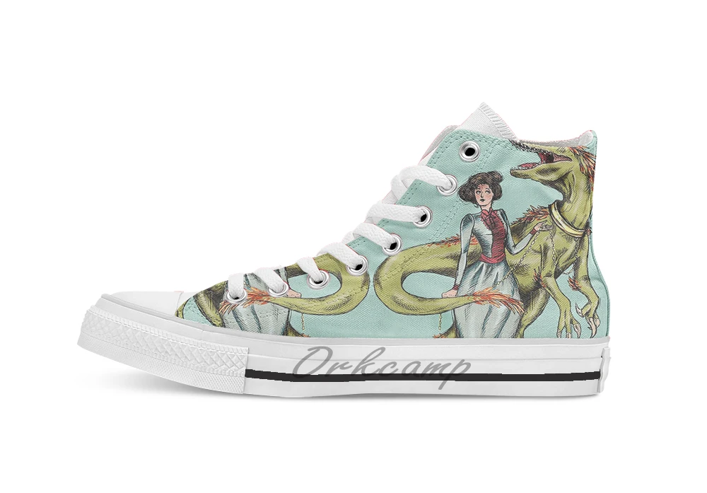 

Dinos Are a Girl's Best Friend Unisex High Top Canvas flat Casual Custom shoes Drop Shipping