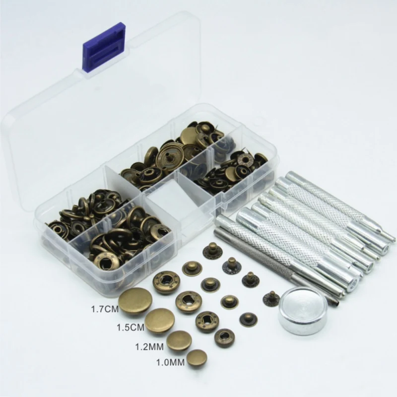 

40pcs Buttons Bronze Press Studs Snap Fasteners Poppers Sewing Clothing Snaps Button and 9Pcs Snap Fastener Installation Kit