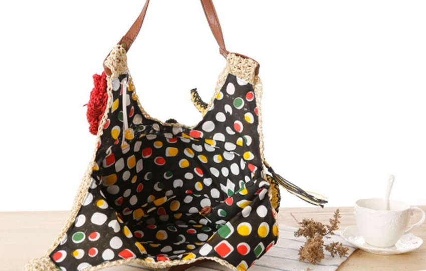 Летняя женская соломенная сумка из ротанга с тигром, большая женская пляжная сумка, плетеная дорожная сумка с цветком, вязаная крючком, сумка для покупок, Bolso Paja W3