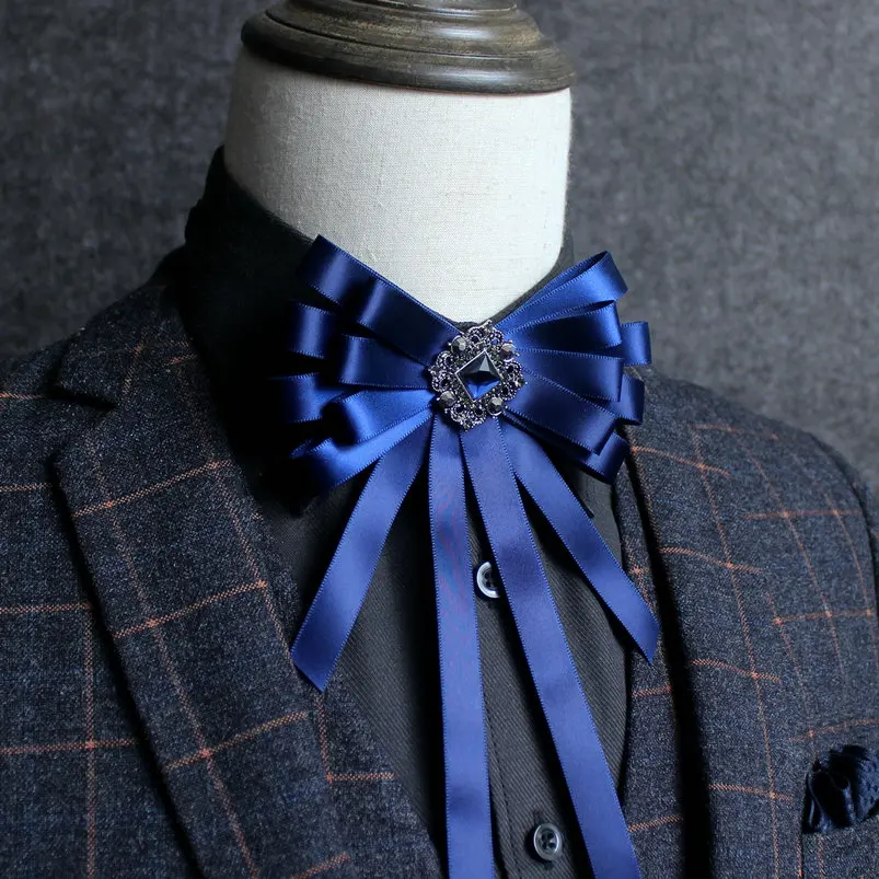 Bowtie Элегантный мужской женский деловой свадебный банкет вечерние галстук-платок из ленты Эластичная лента для жениха шпилька сплав Стразы с кристаллами галстук-бабочка - Цвет: Bowtie