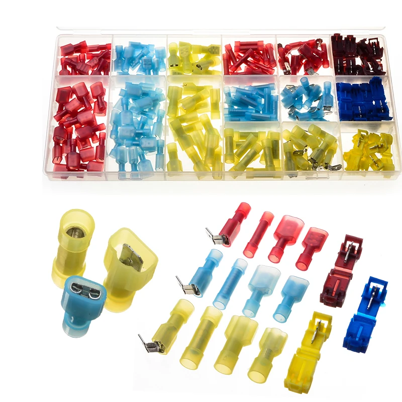 

New 190Pcs Quick Splice Lock Wire Terminals 22-10 AWG Connectors Electrical Crimp Cable Snap Red Blue Yellow