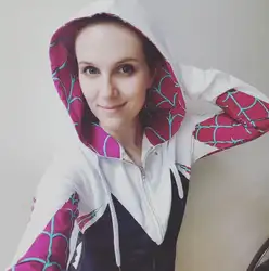 2019 Для женщин девочек Толстовка "Веном" Косплэй костюм паук Гвен Стэйси костюм 3D супергероя-паука куртка на молнии с капюшоном пальто