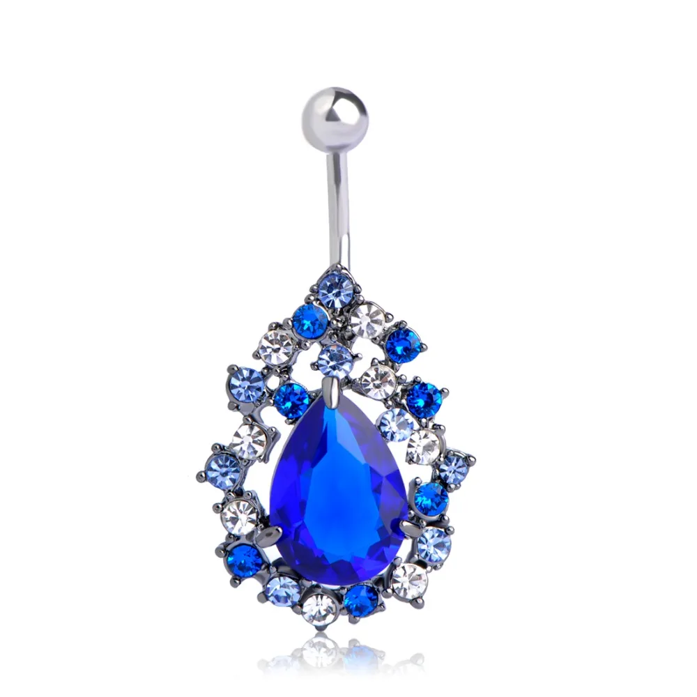 

Big Rhinestone Water Drop Navel Ring Body Piercing Jewelry Navel Belly Button Rings For Women Piercing Joias Ouro Piercing Bijou