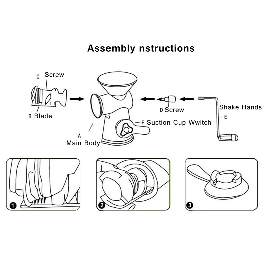 Novo multifuncional cozinha manual moedor de carne