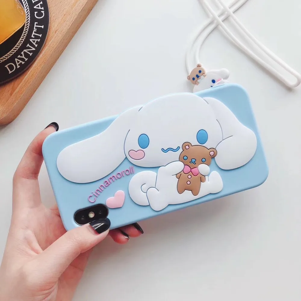 Sanrio 3D милый My Melody мультфильм с ремешком чехол для телефона IPhone Xs Max X Xr 8 7 6 S Plus Soft oroll Мягкий силиконовый чехол