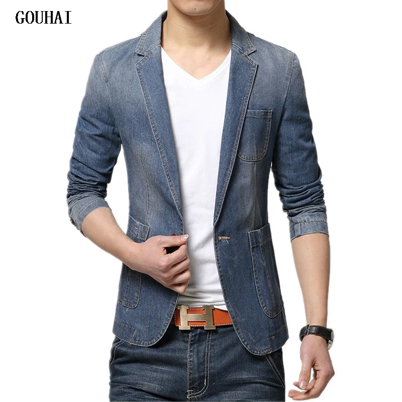 GOUHAI M 3XL Degli Uomini Del Denim Giacca Sportiva Giubbotti Uomo Blazer  Slim Fit Terno Blaser Masculino Jaquetas Abiti da uomo Giacca Sportiva Uomo  Jeans cappotti|blazer men jeans|denim blazer jacketmens denim blazer -