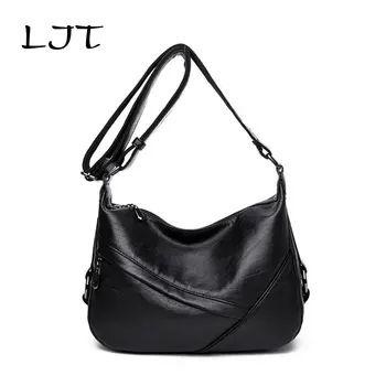 

LJT Women Leather Shoulder Bag High Quality Artificial Leather Ladies Hobo Handbags Female Large Capacity Tote Bag sac a main