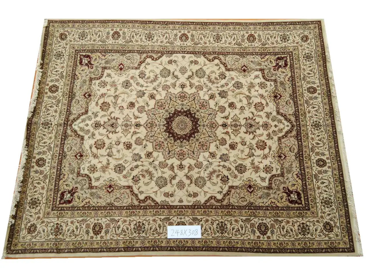 isfahan persian rug hand knotted Wool and Silk Oriental Persian Rug