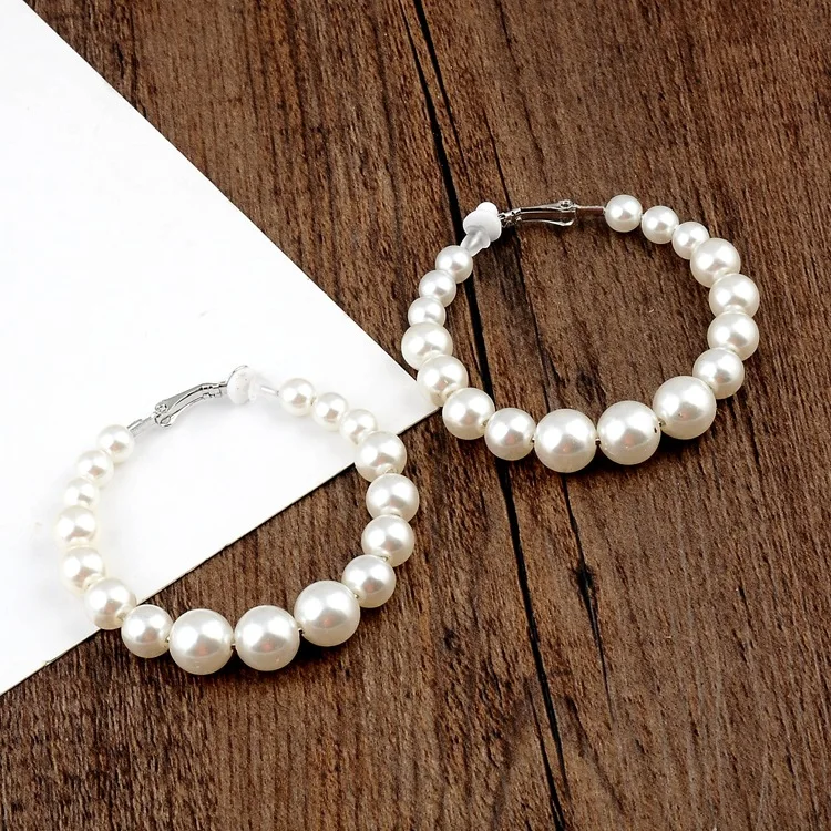 

2019 Hot Sale Real Zinc Alloy Trendy Earing Aretes 1 Pair Elegant Pearls Statement Earrings Women Oversize Circle Ear Rings