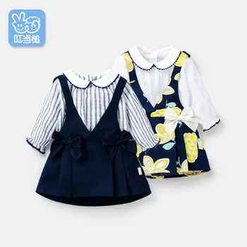 

Dinstry 2019 dress for girls spring&autumn baby girl clothes stripe bowknot kids clothes