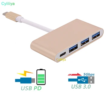 

40pcs UBS 3.1 Type-C to 3 Ports High Speed Type C To USB 3.0 HUB Charging Port Adapter for New MacBook 12