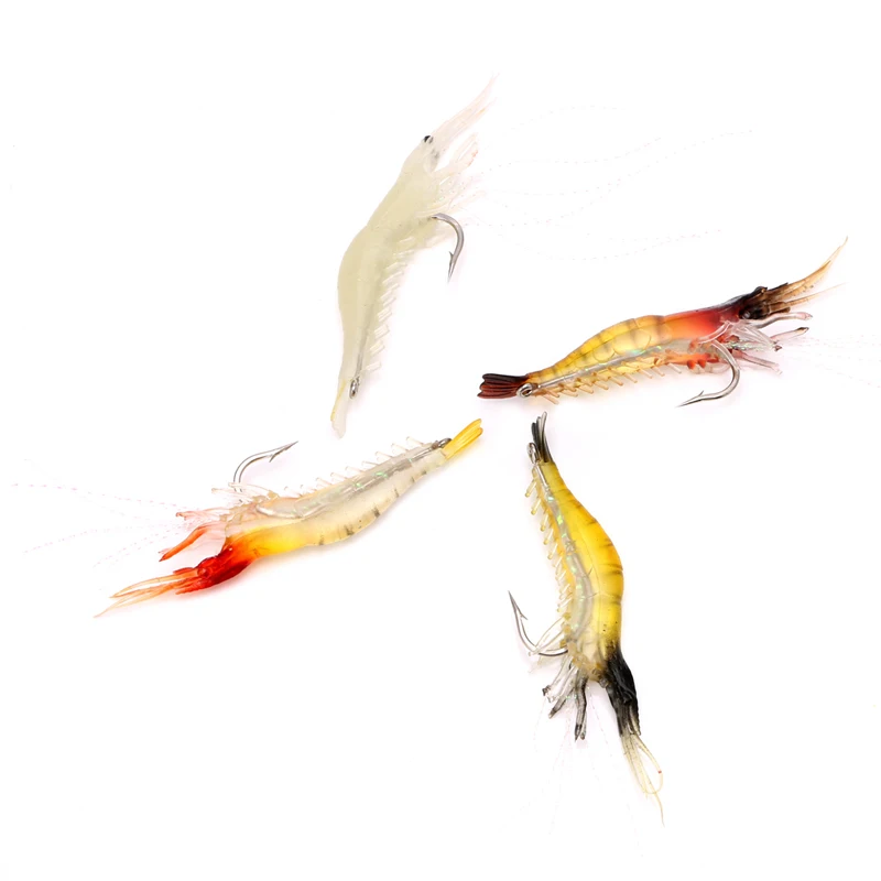 

1Pcs 9cm Soft Fishing Lure Shrimp Artificial Bait With Swivel Luminous Bead Bait