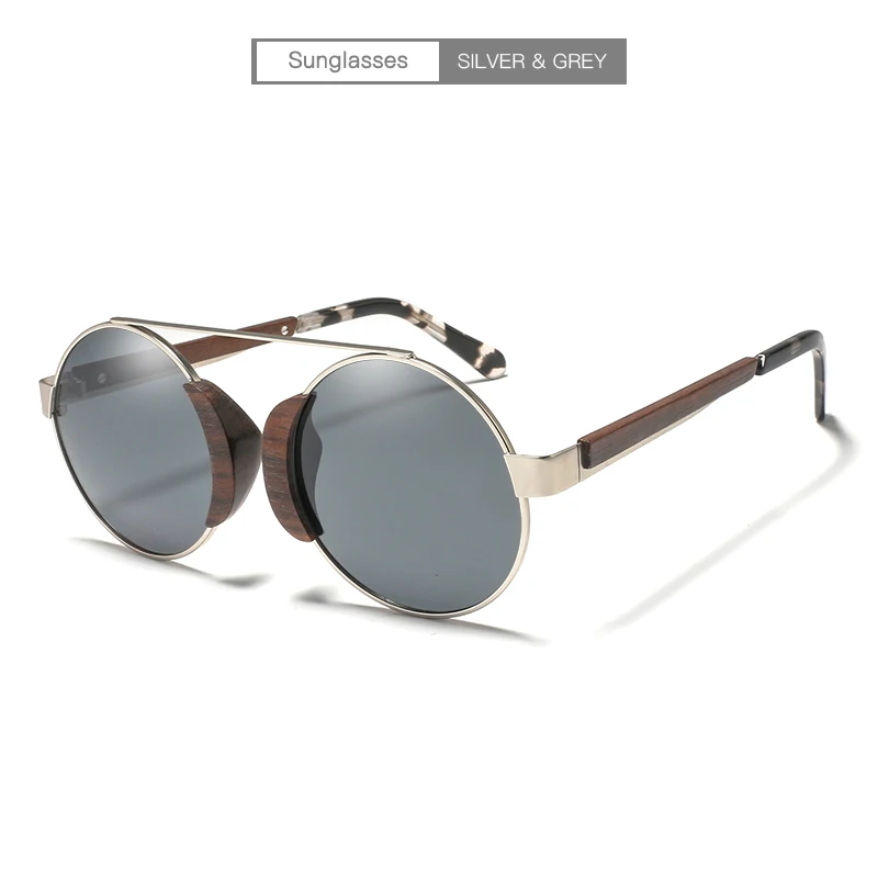 Дизайн деревянные круглые солнцезащитные очки для мужчин и женщин - Цвет линз: grey