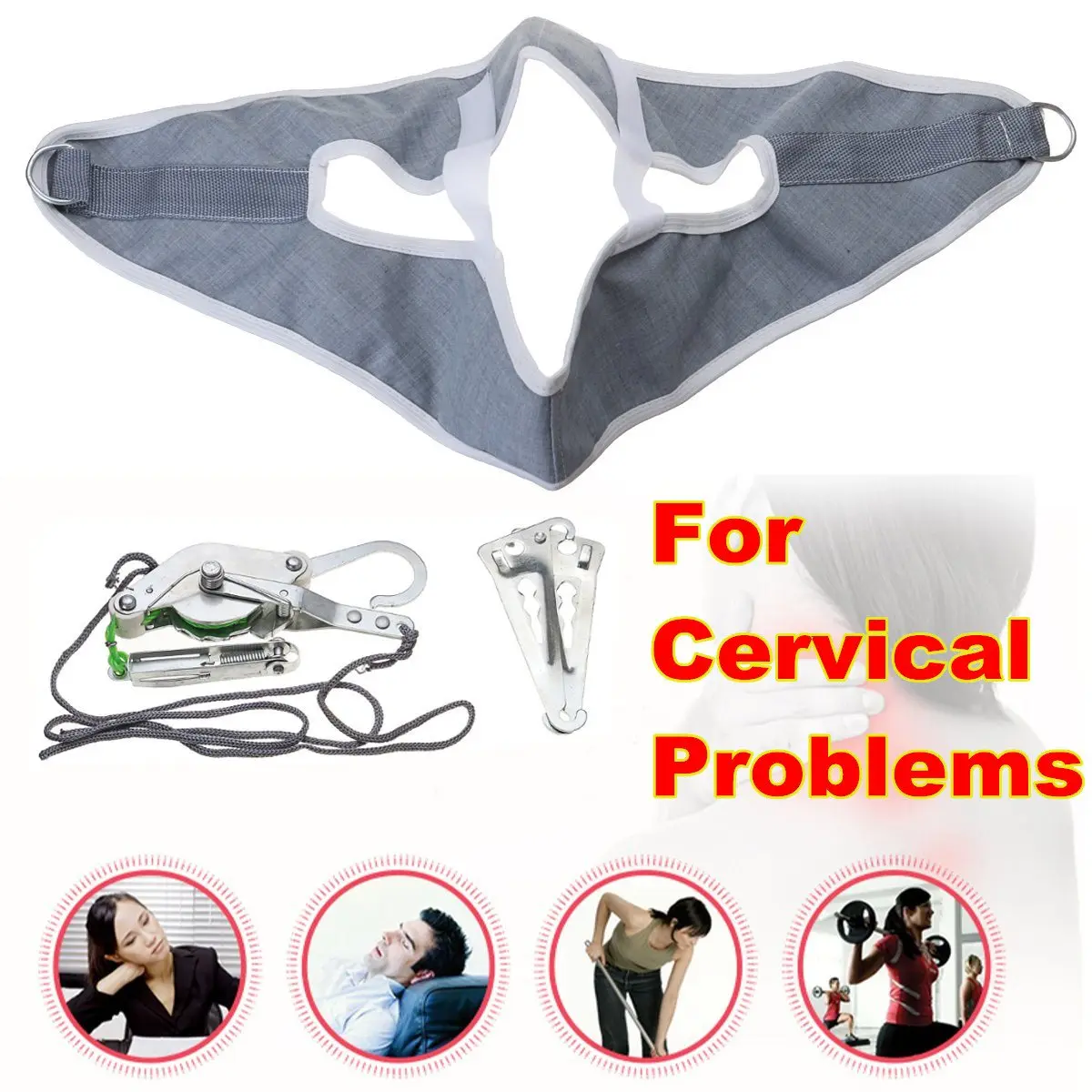

Over Door Cervical Traction Kit Neck Back Stretcher Adjustment Chiropractic