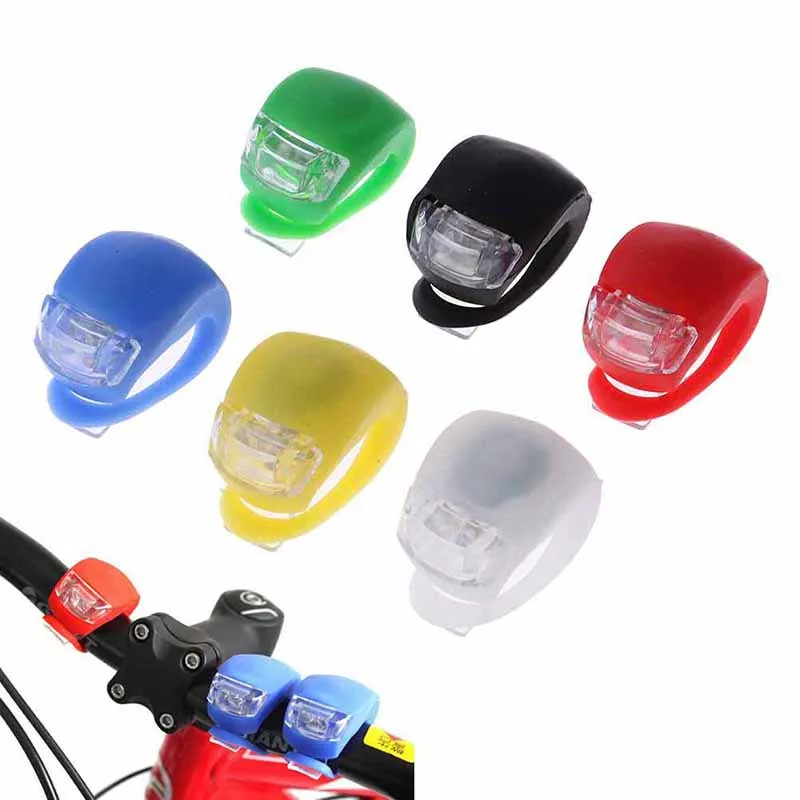 Discount Bicycle Front Light Silicone LED Head Front Rear Wheel Bike Light Waterproof Cycling With Battery Bicycle Accessories Bike Lamp 7