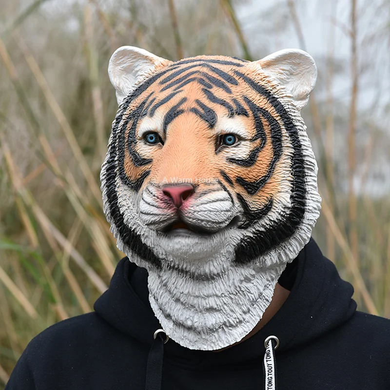 Тигриная маска туши для ресниц De латекс реалистичные детские маскарадные маски вечеринка Хэллоуин Косплэй животных Маска для ролевых игр и аксессуары реквизит