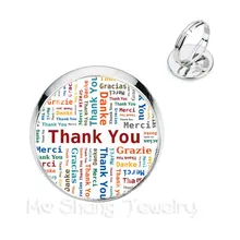 Mode Je Suis une MaiTresse citation anneaux rond Photo Merci coeur anneaux cadeaux faits à la main fille verre bijoux Thanksgiving cadeau
