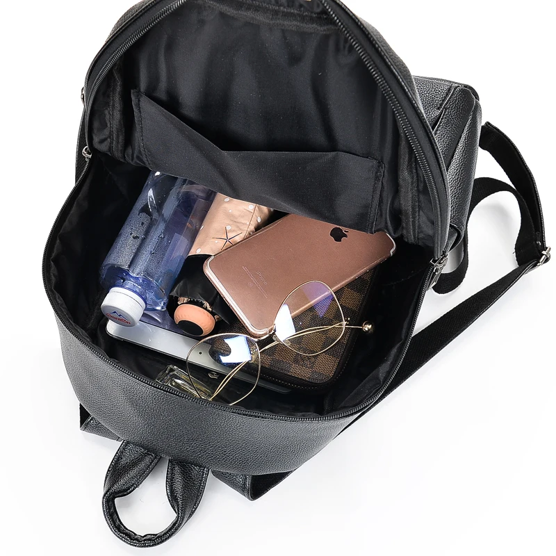 De Oro de moda mochila de cuero negro de las mujeres Vintage bolso para mujer adolescente bolso de escuela de la sólida mochila XA56H De Oro de moda mochila de cuero negro de las mujeres Vintage bolso para mujer adolescente bolso de escuela de la sólida mochila XA56H