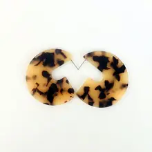

G Shape Tortoise Shell Printed Earrings Milky Tortoiseshell Post Back Featherweight 1 7/8" D