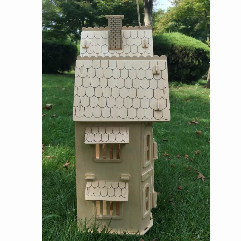 Деревянный 3D головоломка Дом DIY Кукольный дом вилла модель Собранный миниатюрный кукольный домик развивающие ролевые игры игрушки для детей девочек